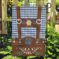 Lederhosen Oktoberfest Garden Flag Blue Edelweiss Floral Polka Dots - Wonder Print Shop