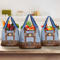 Lederhosen Oktoberfest Grocery Bag Blue Edelweiss Floral Polka Dots - Wonder Print Shop