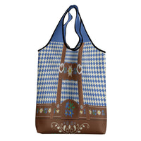 Lederhosen Oktoberfest Grocery Bag Blue Edelweiss Floral Polka Dots - Wonder Print Shop