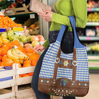 Lederhosen Oktoberfest Grocery Bag Blue Edelweiss Floral Polka Dots - Wonder Print Shop