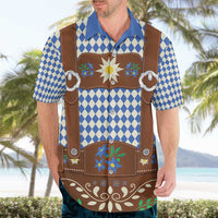 Lederhosen Oktoberfest Hawaiian Shirt Blue Edelweiss Floral Polka Dots - Wonder Print Shop