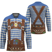 Lederhosen Oktoberfest Hockey Jersey Blue Edelweiss Floral Polka Dots - Wonder Print Shop