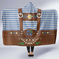 Lederhosen Oktoberfest Hooded Blanket Blue Edelweiss Floral Polka Dots - Wonder Print Shop