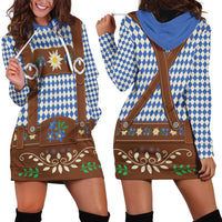 Lederhosen Oktoberfest Hoodie Dress Blue Edelweiss Floral Polka Dots - Wonder Print Shop