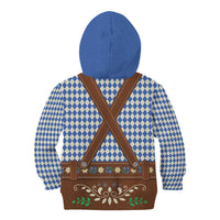 Lederhosen Oktoberfest Kid Hoodie Blue Edelweiss Floral Polka Dots - Wonder Print Shop