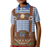 Lederhosen Oktoberfest Kid Polo Shirt Blue Edelweiss Floral Polka Dots - Wonder Print Shop