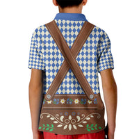 Lederhosen Oktoberfest Kid Polo Shirt Blue Edelweiss Floral Polka Dots - Wonder Print Shop