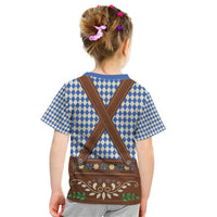 Lederhosen Oktoberfest Kid T Shirt Blue Edelweiss Floral Polka Dots - Wonder Print Shop