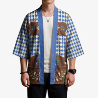 Lederhosen Oktoberfest Kimono Blue Edelweiss Floral Polka Dots - Wonder Print Shop