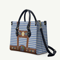 Lederhosen Oktoberfest Leather Bag Blue Edelweiss Floral Polka Dots - Wonder Print Shop