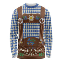 Lederhosen Oktoberfest Long Sleeve Shirt Blue Edelweiss Floral Polka Dots - Wonder Print Shop