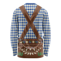 Lederhosen Oktoberfest Long Sleeve Shirt Blue Edelweiss Floral Polka Dots - Wonder Print Shop