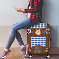 Lederhosen Oktoberfest Luggage Cover Blue Edelweiss Floral Polka Dots - Wonder Print Shop