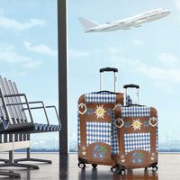 Lederhosen Oktoberfest Luggage Cover Blue Edelweiss Floral Polka Dots - Wonder Print Shop