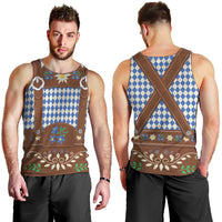 Lederhosen Oktoberfest Men Tank Top Blue Edelweiss Floral Polka Dots - Wonder Print Shop