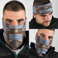 Lederhosen Oktoberfest Neck Gaiter Blue Edelweiss Floral Polka Dots - Wonder Print Shop