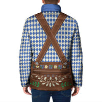 Lederhosen Oktoberfest Padded Jacket Blue Edelweiss Floral Polka Dots - Wonder Print Shop
