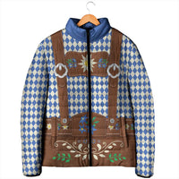 Lederhosen Oktoberfest Padded Jacket Blue Edelweiss Floral Polka Dots - Wonder Print Shop