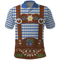 Lederhosen Oktoberfest Polo Shirt Blue Edelweiss Floral Polka Dots - Wonder Print Shop