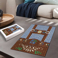 Lederhosen Oktoberfest Puzzle Blue Edelweiss Floral Polka Dots - Wonder Print Shop