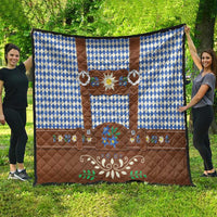 Lederhosen Oktoberfest Quilt Blue Edelweiss Floral Polka Dots - Wonder Print Shop