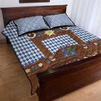 Lederhosen Oktoberfest Quilt Bed Set Blue Edelweiss Floral Polka Dots - Wonder Print Shop