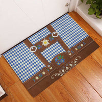 Lederhosen Oktoberfest Rubber Doormat Blue Edelweiss Floral Polka Dots - Wonder Print Shop