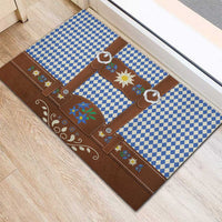 Lederhosen Oktoberfest Rubber Doormat Blue Edelweiss Floral Polka Dots - Wonder Print Shop