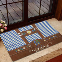 Lederhosen Oktoberfest Rubber Doormat Blue Edelweiss Floral Polka Dots - Wonder Print Shop