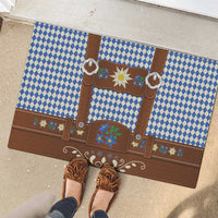 Lederhosen Oktoberfest Rubber Doormat Blue Edelweiss Floral Polka Dots - Wonder Print Shop