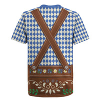 Lederhosen Oktoberfest Rugby Jersey Blue Edelweiss Floral Polka Dots - Wonder Print Shop