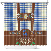 Lederhosen Oktoberfest Shower Curtain Blue Edelweiss Floral Polka Dots - Wonder Print Shop