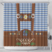 Lederhosen Oktoberfest Shower Curtain Blue Edelweiss Floral Polka Dots - Wonder Print Shop