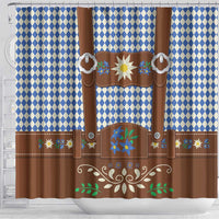 Lederhosen Oktoberfest Shower Curtain Blue Edelweiss Floral Polka Dots - Wonder Print Shop