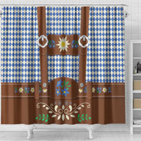 Lederhosen Oktoberfest Shower Curtain Blue Edelweiss Floral Polka Dots - Wonder Print Shop