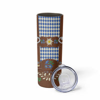Lederhosen Oktoberfest Skinny Tumbler Blue Edelweiss Floral Polka Dots - Wonder Print Shop