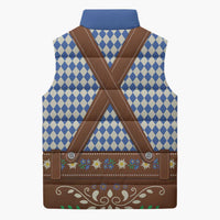 Lederhosen Oktoberfest Sleeveless Puffer Jacket Blue Edelweiss Floral Polka Dots - Wonder Print Shop