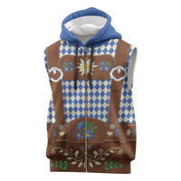 Lederhosen Oktoberfest Sleeveless Zip Hoodie Blue Edelweiss Floral Polka Dots - Wonder Print Shop
