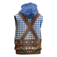 Lederhosen Oktoberfest Sleeveless Zip Hoodie Blue Edelweiss Floral Polka Dots - Wonder Print Shop