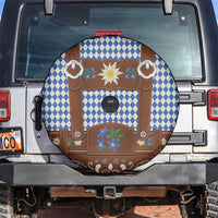 Lederhosen Oktoberfest Spare Tire Cover Blue Edelweiss Floral Polka Dots - Wonder Print Shop