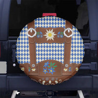 Lederhosen Oktoberfest Spare Tire Cover Blue Edelweiss Floral Polka Dots - Wonder Print Shop