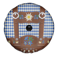 Lederhosen Oktoberfest Spare Tire Cover Blue Edelweiss Floral Polka Dots - Wonder Print Shop