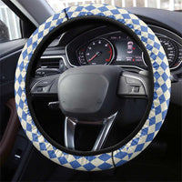 Lederhosen Oktoberfest Steering Wheel Cover Blue Edelweiss Floral Polka Dots - Wonder Print Shop