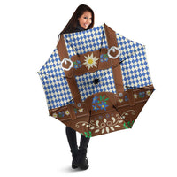 Lederhosen Oktoberfest Umbrella Blue Edelweiss Floral Polka Dots - Wonder Print Shop