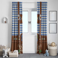 Lederhosen Oktoberfest Window Curtain Blue Edelweiss Floral Polka Dots - Wonder Print Shop
