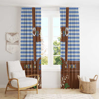 Lederhosen Oktoberfest Window Curtain Blue Edelweiss Floral Polka Dots - Wonder Print Shop