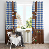 Lederhosen Oktoberfest Window Curtain Blue Edelweiss Floral Polka Dots - Wonder Print Shop