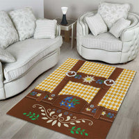 Lederhosen Oktoberfest Area Rug Gold Edelweiss Floral Polka Dots - Wonder Print Shop