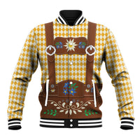 Lederhosen Oktoberfest Baseball Jacket Gold Edelweiss Floral Polka Dots - Wonder Print Shop