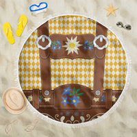 Lederhosen Oktoberfest Beach Blanket Gold Edelweiss Floral Polka Dots - Wonder Print Shop